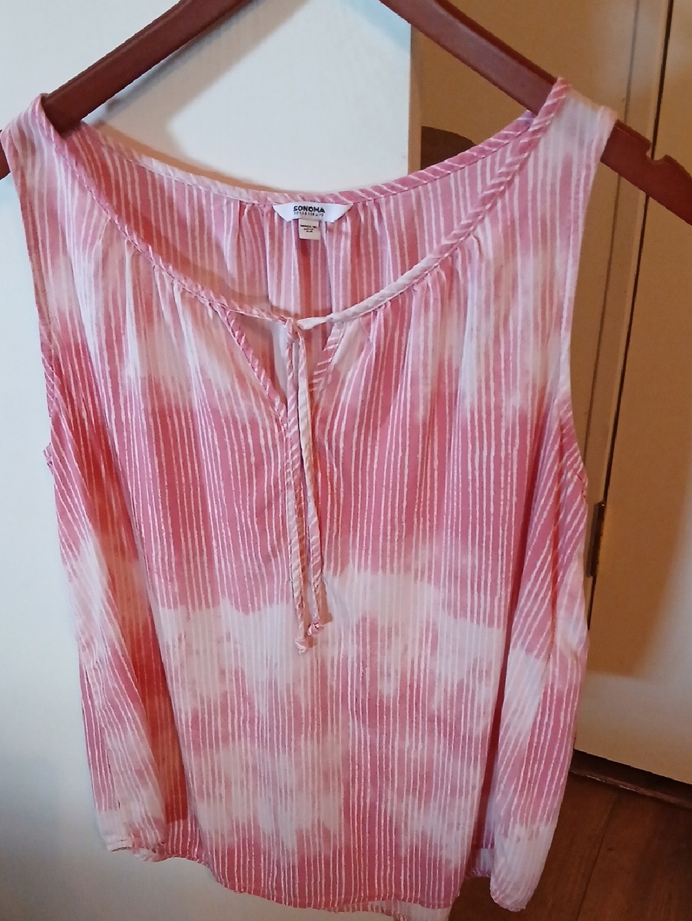 Sonoma Pink and White Tie-Dye Sleeveless Camisole